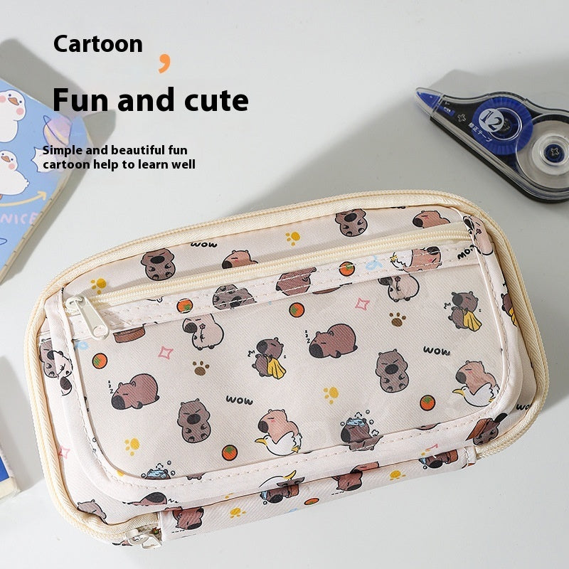 Cartoon Large Capacity Pencil Pouch